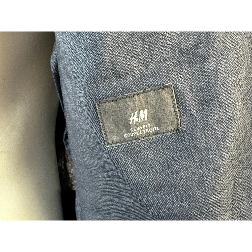 H&M Linen Slim Fit Blazer Men 42R EUC Sport Coat Unlined Breathable‎ Lightweight